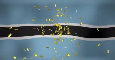 Bostwana bayrağı üzerinde konfeti animasyonu. Dijital olarak üretilen bayraklar, ulusal semboller ve vatanseverlik kavramı.