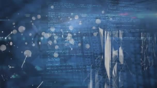 Animação Dados Código Fundo Azul Segurança Global Internet Processamento Dados — Vídeo de Stock