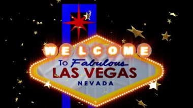 Las Vegas tabelasına karşı düşen çoklu altın yıldız ikonlarının birleşik videosu. Kumarhane ve kumar