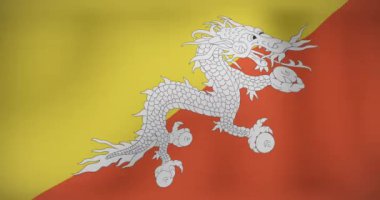 Bhutan bayrağı üzerinde havai fişek gösterisi. Dijital olarak üretilen bayraklar, ulusal semboller ve vatanseverlik kavramı.