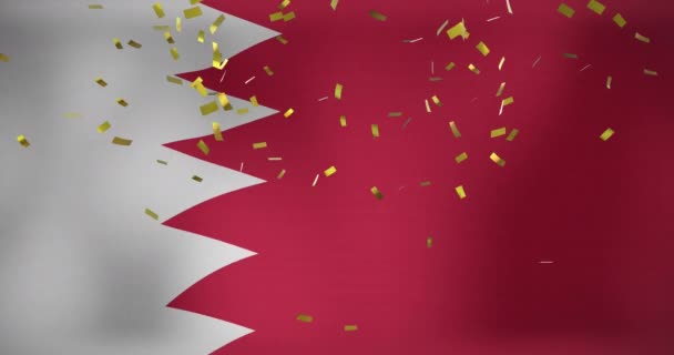 Animation Confetti Flag Bahrain Flags National Symbols Patriotism Concept Digitally — Stock Video