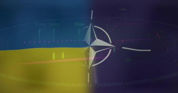 Анимация Радара Флага Нато Над Флагом Украины Украинский Кризис Международная — стоковое видео