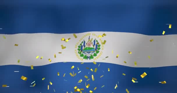 Анімація Конфеті Над Прапором Нікарагуа Прапори Національні Символи Поняття Патріотизму — стокове відео