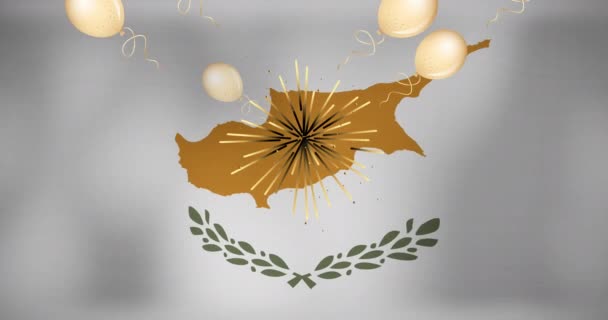 Animatie Van Vuurwerk Boven Vlag Van Cyprus Vlaggen Nationale Symbolen — Stockvideo
