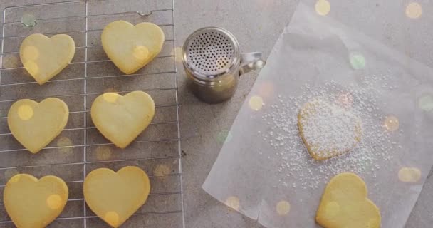 Animatie Van Bokeh Koekjesdeeg Schimmel Bakken Desserts Viering Concept Digitaal — Stockvideo