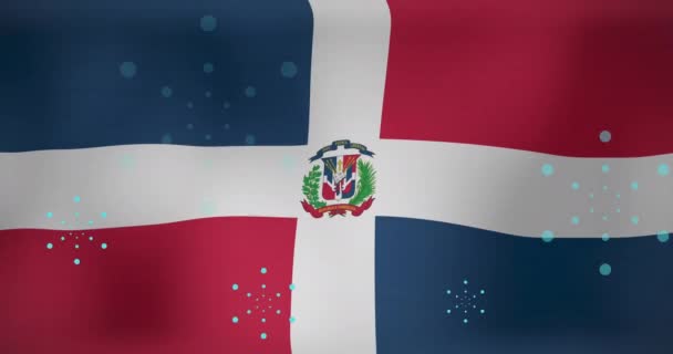 Animación Confeti Sobre Bandera Domenicana Banderas Símbolos Nacionales Patriotismo Concepto — Vídeos de Stock