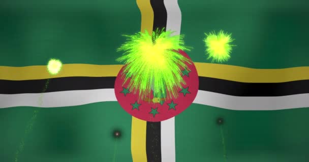 Animazione Fuochi Artificio Sopra Bandiera Domenica Bandiere Simboli Nazionali Concetto — Video Stock