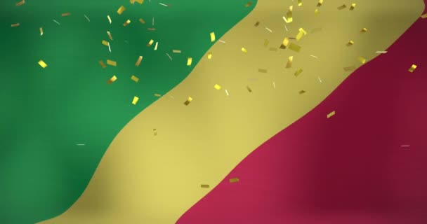 Kongo Bayrağı Üzerinde Konfeti Animasyonu Dijital Olarak Üretilen Bayraklar Ulusal — Stok video