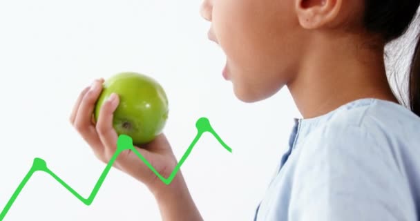 Animace Grafu Nad Bělošskou Dívkou Která Jablka Výživa Hydratační Týden — Stock video