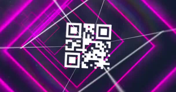 Animáció Rózsaszín Neon Geometriai Formák Felett Színes Kódok Elvont Fény — Stock videók