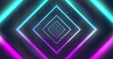 Bağlantı ağı üzerinden neon geometrik şekillerin animasyonu. soyut, ışık, desen ve hareket kavramı dijital olarak oluşturulmuş video.