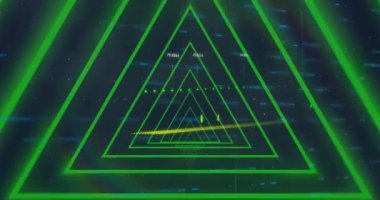 Finansal veri işleme üzerinde kırmızı neon geometrik şekillerin animasyonu. soyut, ışık, desen ve hareket kavramı dijital olarak oluşturulmuş video.