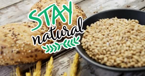 Animación Estancia Texto Natural Sobre Pan Concepto Semana Nutrición Hidratación — Vídeos de Stock