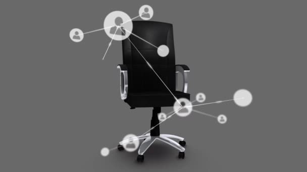 Animation Réseau Connexions Avec Des Icônes Sur Chaise Bureau Entreprise — Video