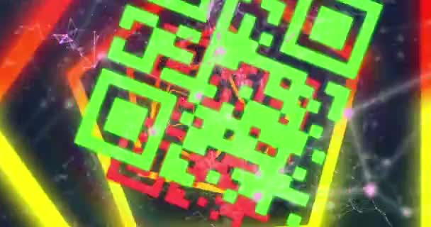 Анімація Геометричної Графіки Над Кодом Темному Тлі Абстрактне Легке Візерунок — стокове відео