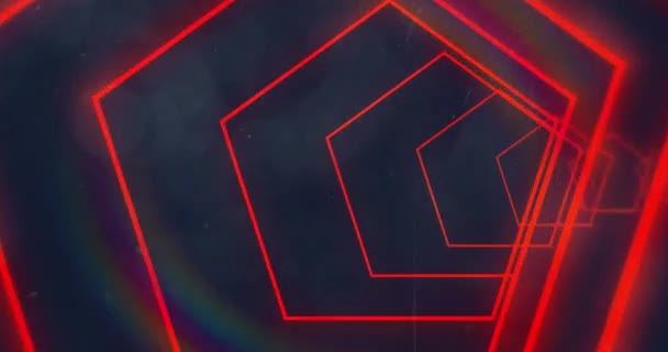 Animation Red Neon Geometrical Shapes Code Abstract Light Pattern Movement — Stock Video