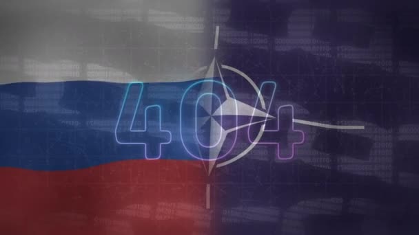 Animazione 404 Testo Catena Sopra Bandiera Russia Nato Crisi Ucraina — Video Stock