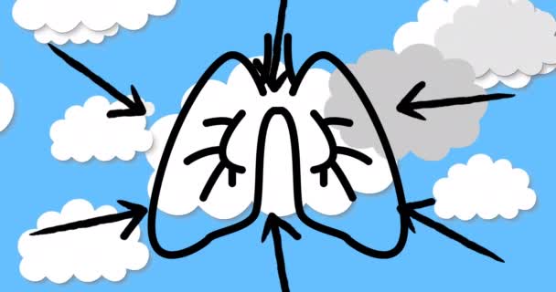 Animation Lungs Icon Sky Clouds National Clean Air Day Celebration — ストック動画