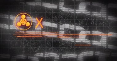 Kırmızı alarm metninin ve zincirlerin üzerindeki sembolün animasyonu. Ukrayna krizi ve uluslararası politika kavramı dijital olarak oluşturuldu.