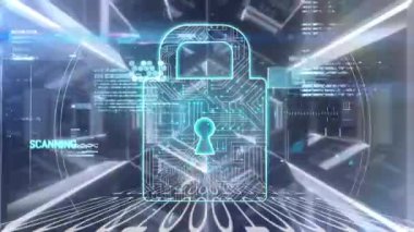 Mavi arkaplanda veri işleme animasyonu. küresel iş, finans, bağlantılar ve dijital arayüz konsepti dijital olarak oluşturulmuş video.