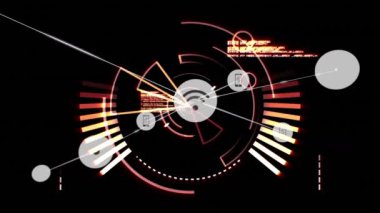 Kapsam taraması ve kara arkaplanda veri işleme üzerinden bağlantı ağının animasyonu. küresel bağlantılar, hesaplama ve veri işleme kavramı dijital olarak oluşturulmuş video.