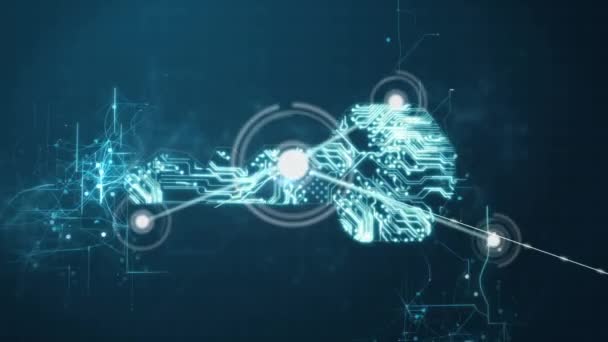 Animation Des Netzwerks Von Verbindungen Und Schlüsselsymbol Auf Schwarzem Hintergrund — Stockvideo