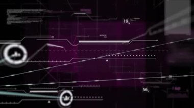 Siyah arkaplanda veri işleme üzerinden bağlantı ağının animasyonu. küresel bağlantılar, hesaplama ve veri işleme kavramı dijital olarak oluşturulmuş video.