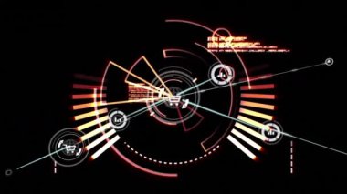 Kapsam taraması ve kara arkaplanda veri işleme üzerinden bağlantı ağının animasyonu. küresel bağlantılar, hesaplama ve veri işleme kavramı dijital olarak oluşturulmuş video.