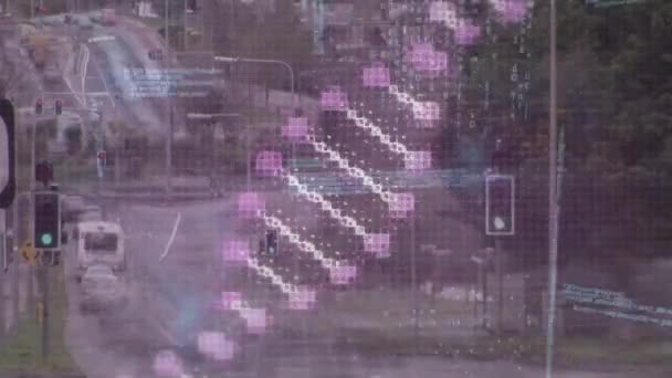 Animation Volet Adn Traitement Des Données Sur Paysage Urbain Connexions — Video