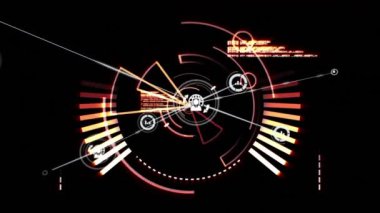 Kapsam taraması ve kara arkaplanda veri işleme üzerinden bağlantı ağının animasyonu. küresel bağlantılar, hesaplama ve veri işleme kavramı dijital olarak oluşturulmuş video.