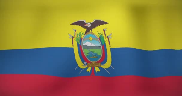 Animación Fuegos Artificiales Sobre Bandera Del Ecuador Banderas Símbolos Nacionales — Vídeo de stock