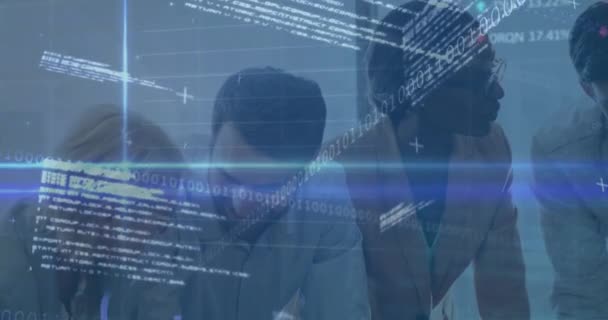 Animação Processamento Dados Financeiros Mercado Ações Sobre Diversos Empresários Escritório — Vídeo de Stock