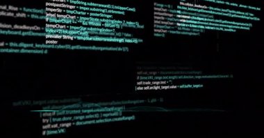 Siyah arkaplan üzerinde grafik ve veri işleme animasyonu. Ukrayna krizi, güncel ilişkiler, politika ve küresel ekonomi konsepti dijital olarak oluşturulmuş video.