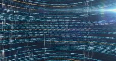 Donanma arka planında sarı ve yeşil ışıklarla veri işleme animasyonu. renk, hareket ve dijital arayüz kavramı dijital olarak oluşturulmuş video.