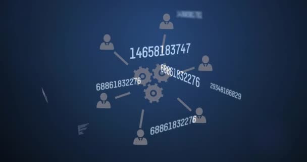 Animation Numbers Technology Icons Navy Background Data Processing Technology Concept — Stock Video