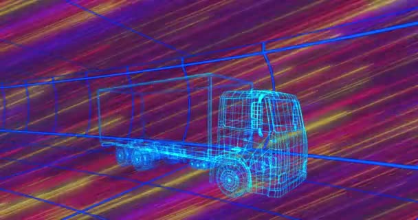 Animazione Progetto Camion Sfondo Multicolore Movimento Concetto Automotive Design Tecnologia — Video Stock