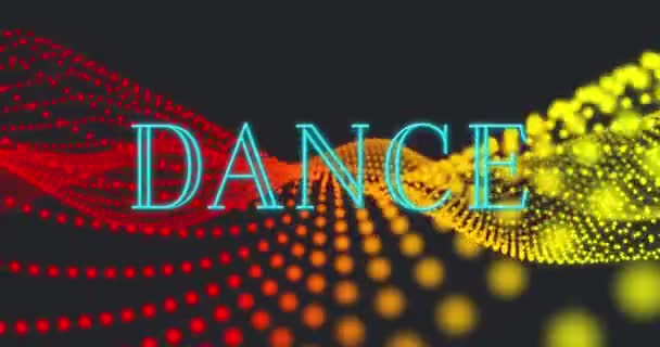 Animation Von Tanz Roten Und Orangefarbenen Winkenden Punkten Auf Schwarzem — Stockvideo