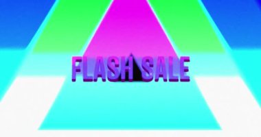 Siyah zemin üzerinde neon çizgiler üzerinde flash satışın animasyonu. ticaret, iş, promosyon ve satış konsepti dijital olarak oluşturulmuş video.