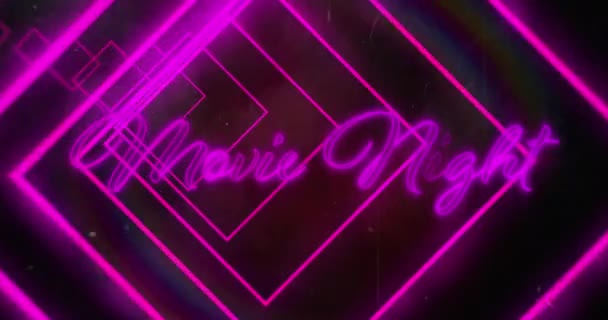 Film Gecelerinin Animasyonu Siyah Arkaplandaki Neon Çizgileri Renk Hareket Iletişim — Stok video