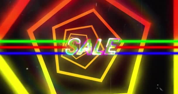 Animatie Van Sake Neon Hexagons Zwarte Achtergrond Handel Bedrijfsleven Promoties — Stockvideo