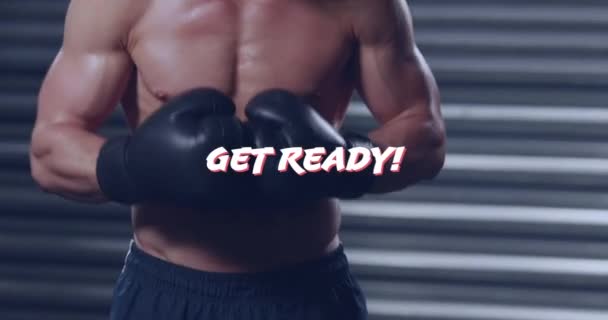 Animation Get Ready Caucasian Man Preparing Boxing Sport Active Lifestyle — Vídeo de stock