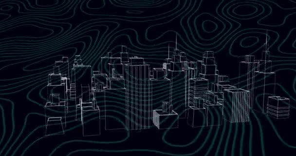 진화의 도시의 애니메이션은 위에서 등잔으로 회전한다 움직임 디지털 인터페이스 디지털 — 비디오
