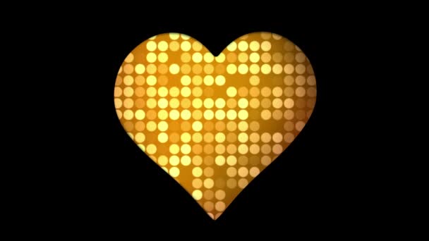 红黄相间背景变化的动画在黑色表面的心形孔洞上形成 情感及爱情概念数码影片 — 图库视频影像