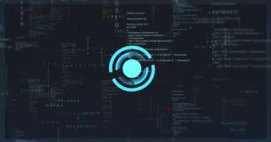 Tarama kapsamının animasyonu ve kara arkaplan üzerinde veri işleme. Ukrayna krizi, güncel ilişkiler, politika ve küresel ekonomi konsepti dijital olarak oluşturulmuş video.