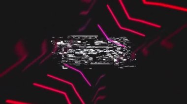 Siyah arkaplanda başlangıç ve neon çizgilerinin animasyonu. oyun, eğlence ve teknoloji konsepti dijital olarak oluşturuldu.