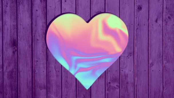 Animación Fondo Pastel Colores Sobre Corazón Formas Agujero Superficie Madera — Vídeo de stock