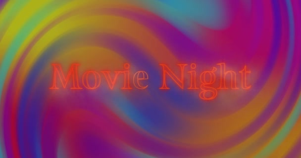 Animación Noche Cine Sobre Fondo Cambiante Multicolor Color Movimiento Cinematografía — Vídeo de stock