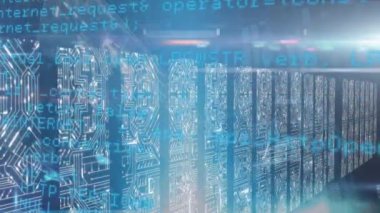 Şekiller üzerinde veri işleme animasyonu. küresel teknoloji, bağlantılar ve dijital arayüz konsepti dijital olarak oluşturulmuş video.