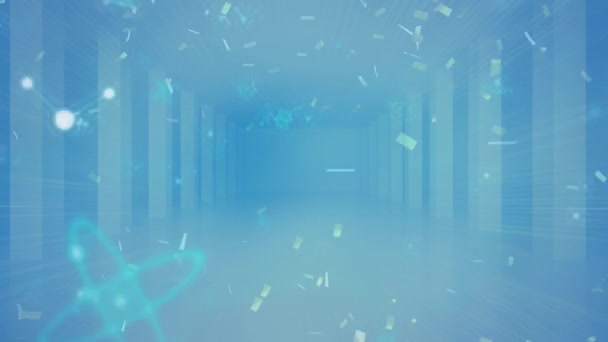 Animation Confettis Sur Traitement Données Sur Espace Numérique Bleu Traitement — Video