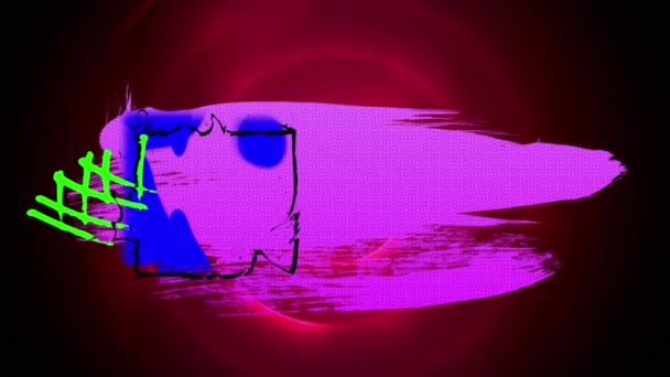 Анімація Синьо Рожевих Плям Червоному Просторі Колами Концепція Візерунка Кольору — стокове відео
